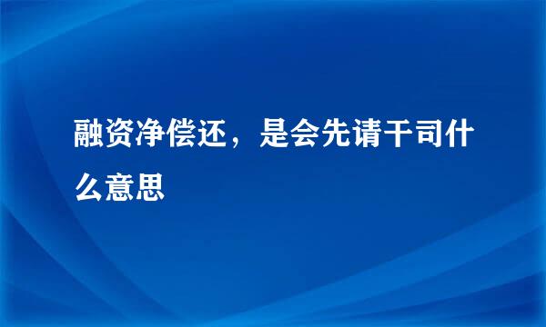 融资净偿还，是会先请干司什么意思