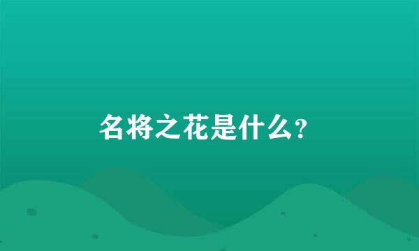 名将之花是什么？