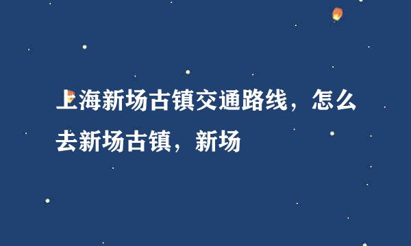 上海新场古镇交通路线，怎么去新场古镇，新场