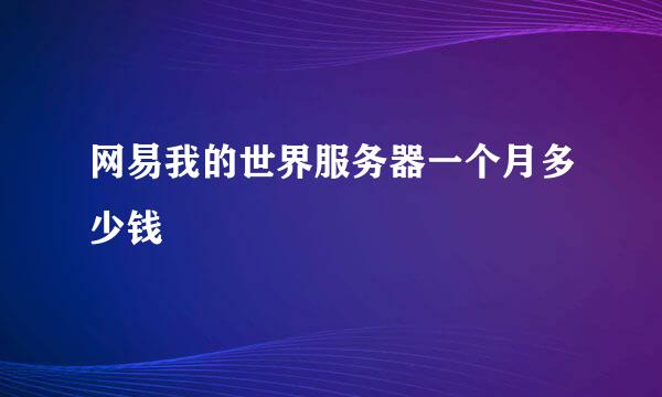 网易我的世界服务器一个月多少钱