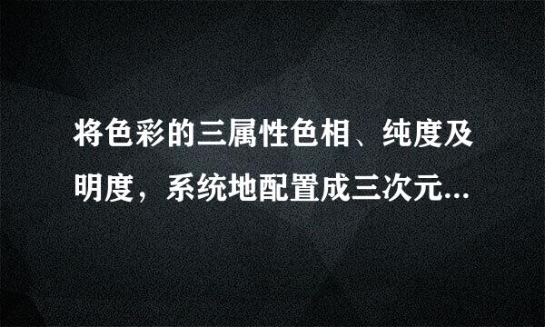 将色彩的三属性色相、纯度及明度，系统地配置成三次元的立体形状径例达立触胞日，称为（）。