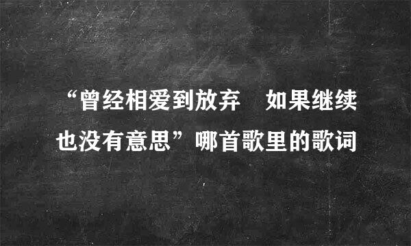 “曾经相爱到放弃 如果继续也没有意思”哪首歌里的歌词