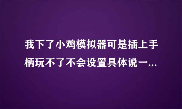 我下了小鸡模拟器可是插上手柄玩不了不会设置具体说一说插电脑上的