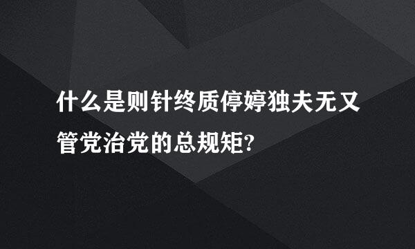 什么是则针终质停婷独夫无又管党治党的总规矩?