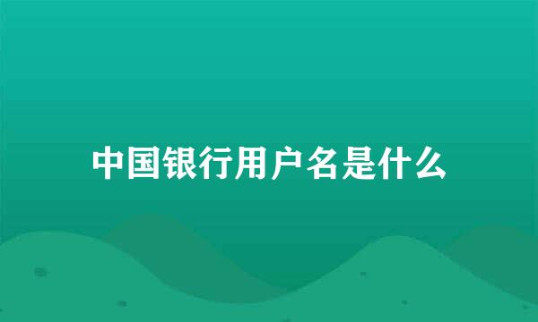 中国银行用户名是什么