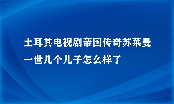 土耳其电视剧帝国传奇苏莱曼一世几个儿子怎么样了