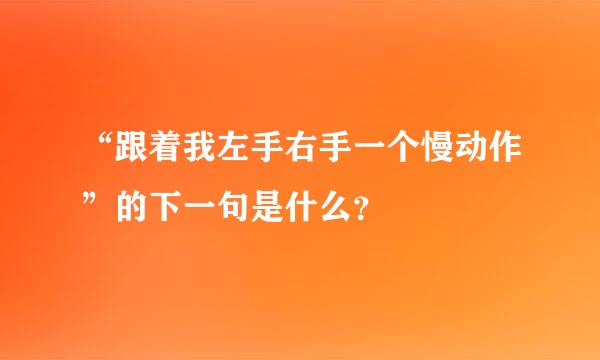 “跟着我左手右手一个慢动作”的下一句是什么？