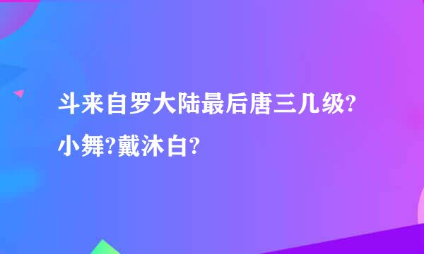 斗来自罗大陆最后唐三几级?小舞?戴沐白?