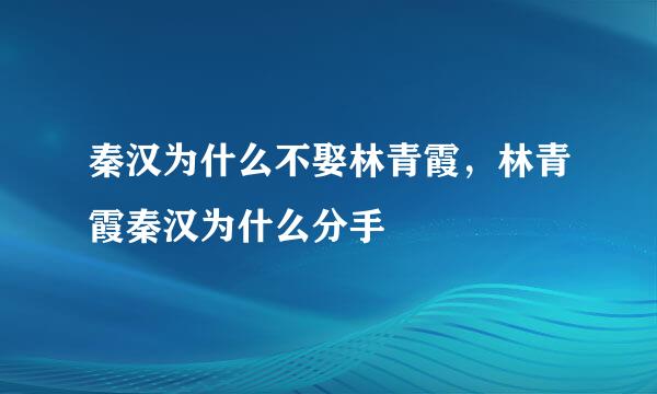 秦汉为什么不娶林青霞，林青霞秦汉为什么分手