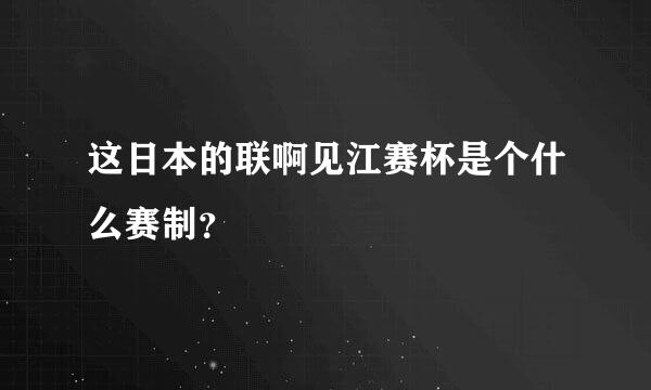 这日本的联啊见江赛杯是个什么赛制？