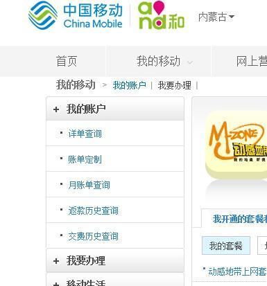 内蒙古移动网上营业厅详单查询