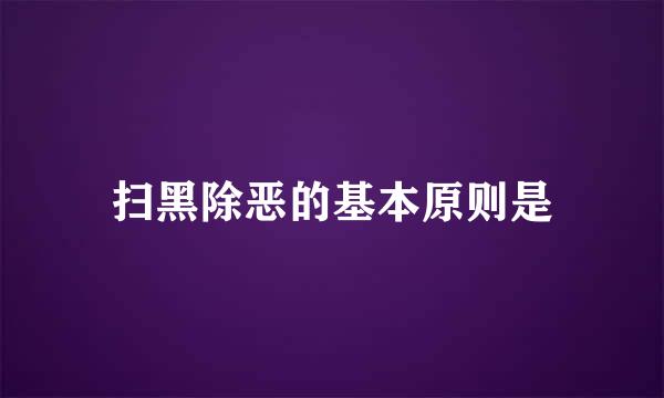 扫黑除恶的基本原则是