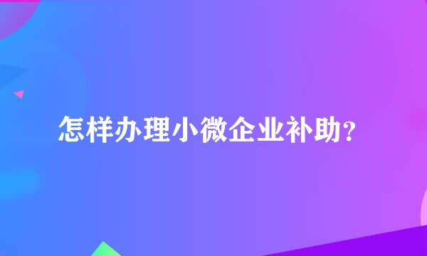 怎样办理小微企业补助？