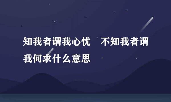 知我者谓我心忧 不知我者谓我何求什么意思