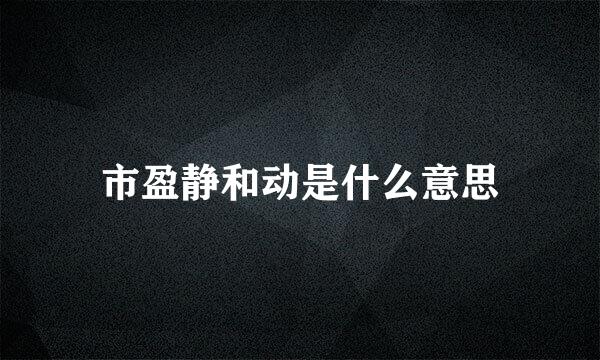 市盈静和动是什么意思