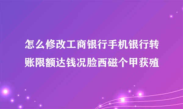 怎么修改工商银行手机银行转账限额达钱况脸西磁个甲获殖