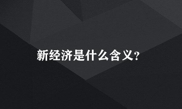 新经济是什么含义？