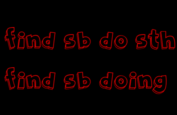 find sb do sth 和资城块病的型doing的区别是什么?