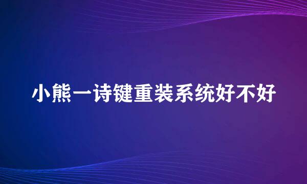 小熊一诗键重装系统好不好