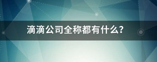 滴滴公司全称来自都有什么？