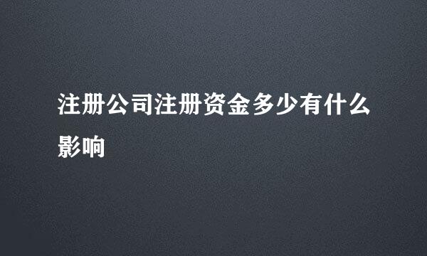 注册公司注册资金多少有什么影响