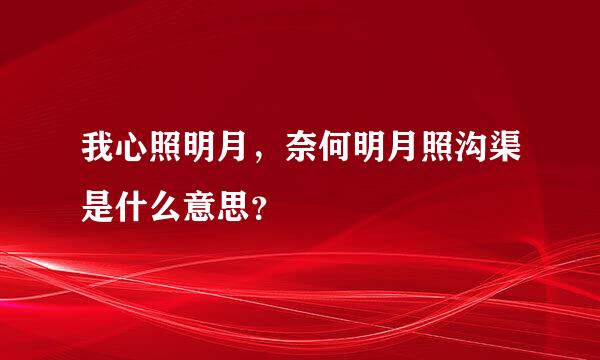 我心照明月，奈何明月照沟渠是什么意思？