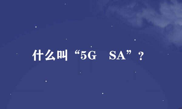 什么叫“5G SA”？