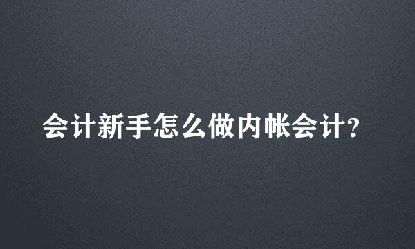 会计新手怎么做内帐会计？