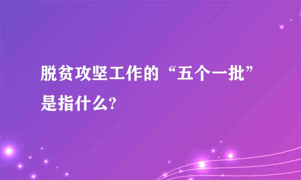 脱贫攻坚工作的“五个一批”是指什么?