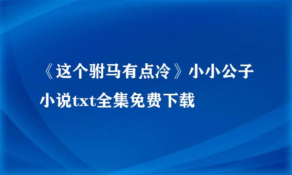 《这个驸马有点冷》小小公子小说txt全集免费下载