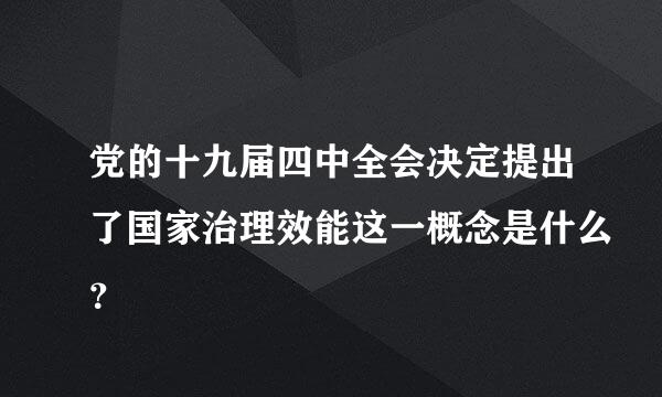 党的十九届四中全会决定提出了国家治理效能这一概念是什么？