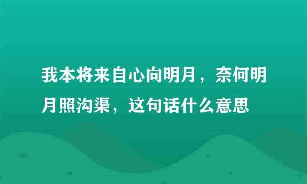 我本将来自心向明月，奈何明月照沟渠，这句话什么意思