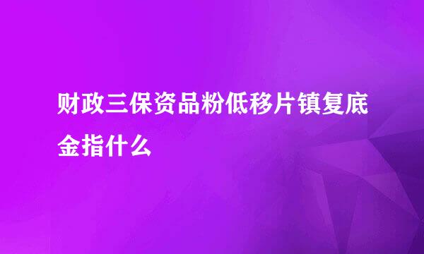 财政三保资品粉低移片镇复底金指什么