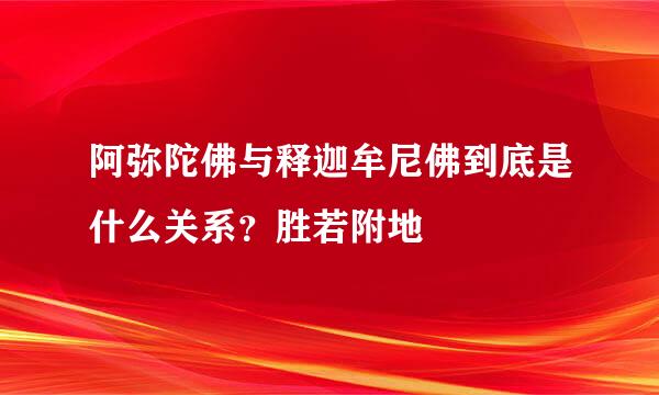 阿弥陀佛与释迦牟尼佛到底是什么关系？胜若附地