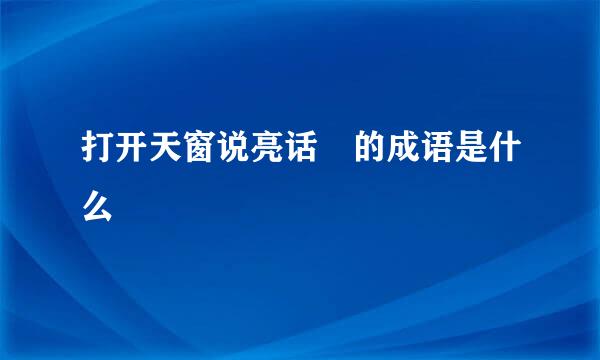 打开天窗说亮话 的成语是什么