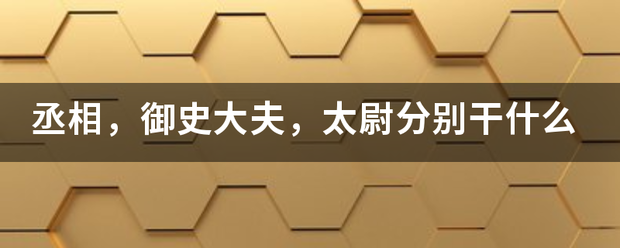 丞音该坏怀益更其相，御史大夫，太尉分别干什么