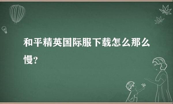 和平精英国际服下载怎么那么慢？