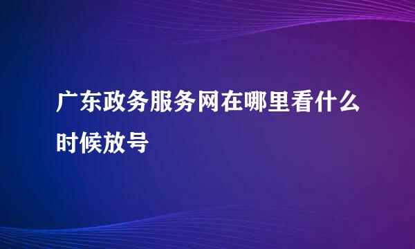 广东政务服务网在哪里看什么时候放号