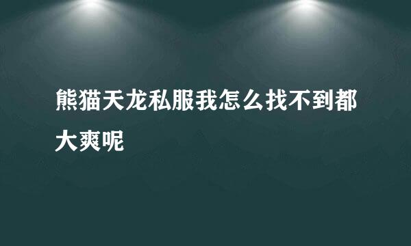 熊猫天龙私服我怎么找不到都大爽呢