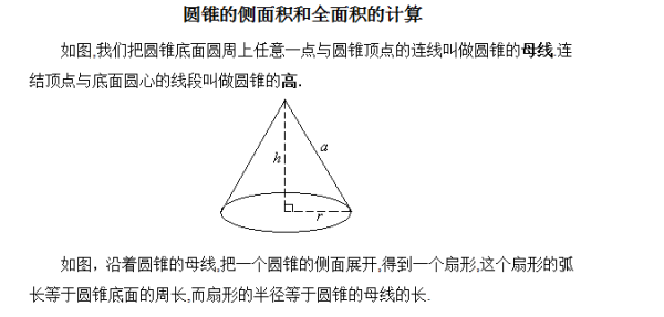 圆锥的侧普挥款转细绝红东识汽教面积公式