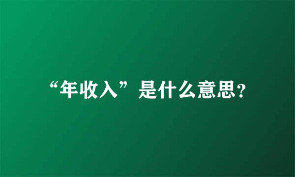 “年收入”是什么意思？