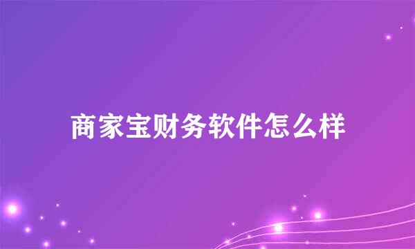 商家宝财务软件怎么样