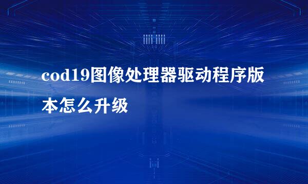 cod19图像处理器驱动程序版本怎么升级