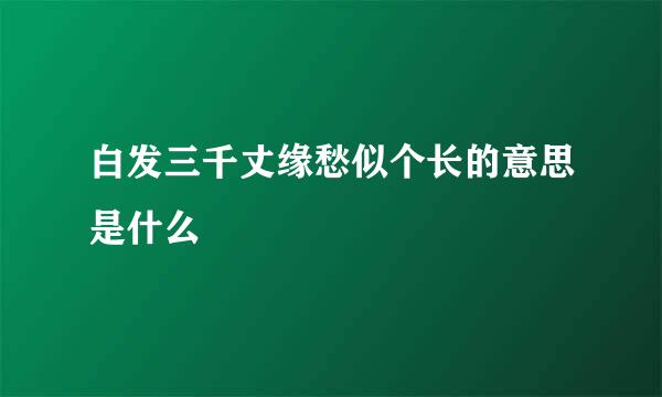 白发三千丈缘愁似个长的意思是什么