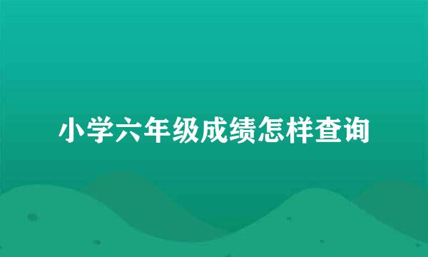 小学六年级成绩怎样查询