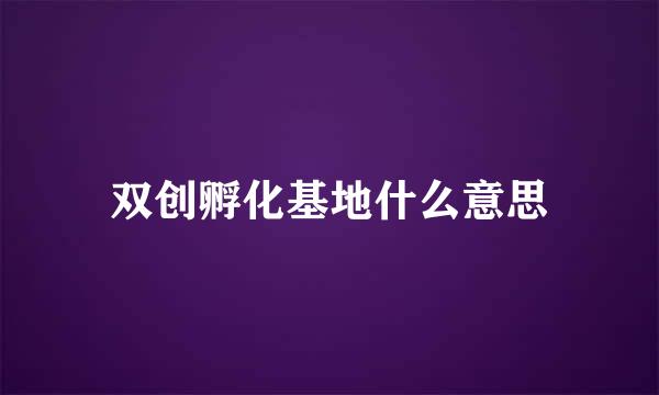 双创孵化基地什么意思