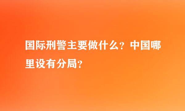 国际刑警主要做什么？中国哪里设有分局？