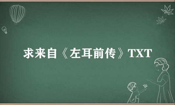 求来自《左耳前传》TXT