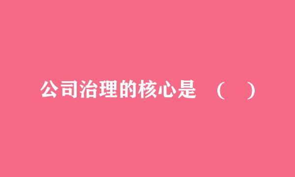 公司治理的核心是 ( )