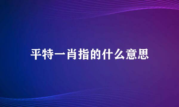 平特一肖指的什么意思